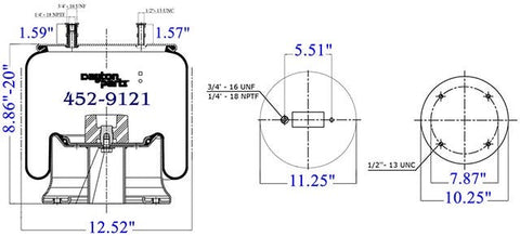 Dayton Parts 452-9121 Air Spring - Rolling Lobe