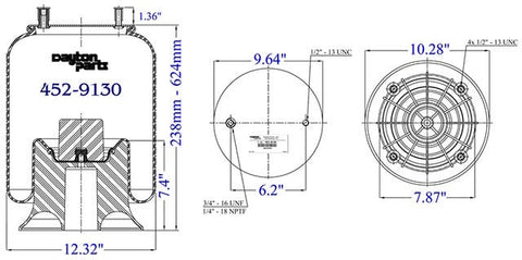 Dayton Parts 452-9130 Air Spring - Rolling Lobe