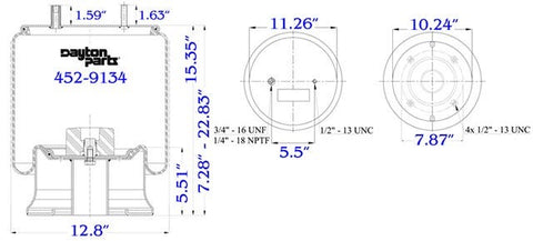 Dayton Parts 452-9134 Air Spring - Rolling Lobe