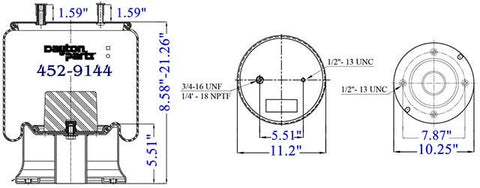 Dayton Parts 452-9144 Air Spring - Rolling Lobe