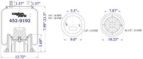 Dayton Parts 452-9192 Air Spring - Rolling Lobe