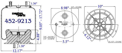 Dayton Parts 452-9213 Air Spring - Rolling Lobe