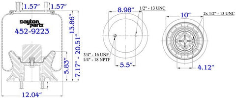 Dayton Parts 452-9223 Air Spring - Rolling Lobe