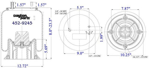 Dayton Parts 452-9245 Air Spring - Rolling Lobe