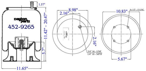 Dayton Parts 452-9265L Air Spring