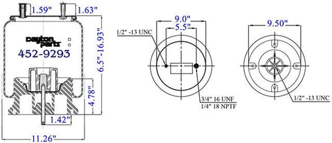 Dayton Parts 452-9293 Air Spring - Rolling Lobe