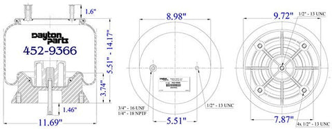 Dayton Parts 452-9366L Air Spring
