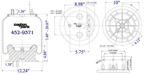 Dayton Parts 452-9371L Air Spring