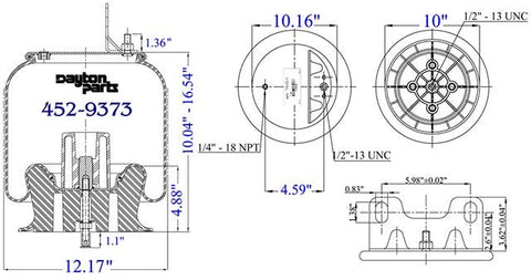 Dayton Parts 452-9373 Air Spring - Rolling Lobe
