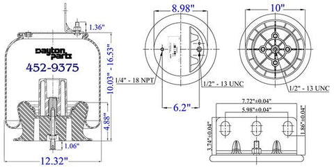 Dayton Parts 452-9375 Air Spring - Rolling Lobe