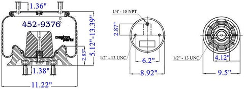 Dayton Parts 452-9376 Air Spring - Rolling Lobe