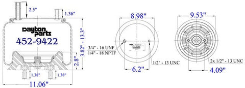 Dayton Parts 452-9422L Air Spring