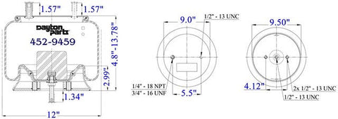 Dayton Parts 452-9459 Air Spring - Rolling Lobe