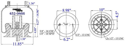 Dayton Parts 452-9466 Air Spring - Rolling Lobe