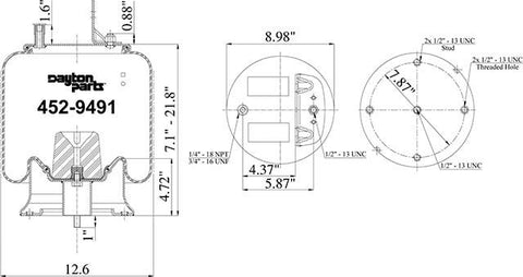 Dayton Parts 452-9491L Air Spring