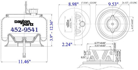 Dayton Parts 452-9541L Air Spring