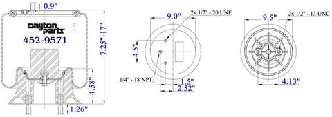 Dayton Parts 452-9571L Air Spring
