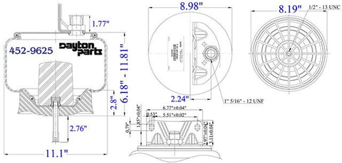 Dayton Parts 452-9625L Air Spring