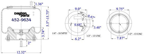 Dayton Parts 452-9634L Air Spring