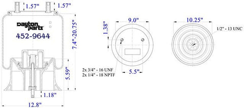 Dayton Parts 452-9644 Air Spring - Rolling Lobe