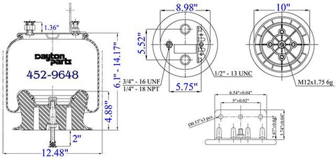 Dayton Parts 452-9648 Air Spring - Rolling Lobe