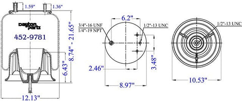 Dayton Parts 452-9781 Air Spring - Rolling Lobe