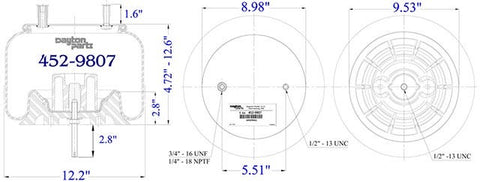 Dayton Parts 452-9807 Air Spring - Rolling Lobe