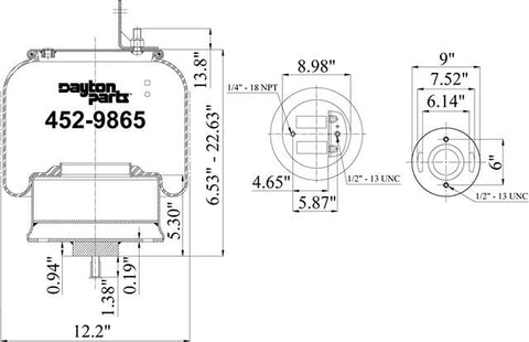 Dayton Parts 452-9865 Air Spring - Rolling Lobe