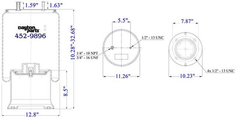 Dayton Parts 452-9896 Air Spring - Rolling Lobe