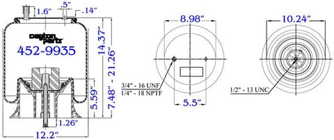 Dayton Parts 452-9935 Air Spring - Rolling Lobe