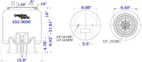 Dayton Parts 452-9936 Air Spring - Rolling Lobe