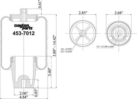 Dayton Parts 453-7012L Air Spring