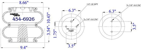 Dayton Parts 454-6926 Air Spring - Double Convoluted