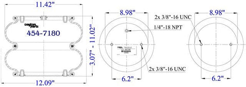 Dayton Parts 454-7180 Air Spring - Double Convoluted