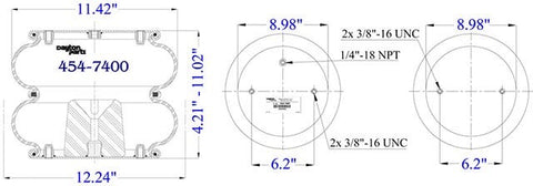 Dayton Parts 454-7400 Air Spring - Double Convoluted