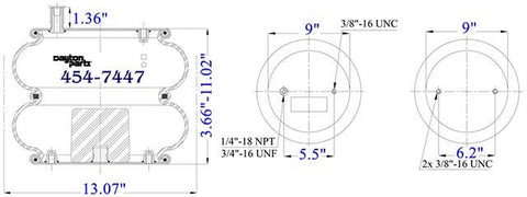 Dayton Parts 454-7447 Air Spring - Double Convoluted