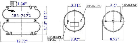 Dayton Parts 454-7472 Air Spring - Double Convoluted