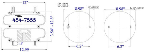 Dayton Parts 454-7555 Air Spring - Double Convoluted