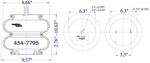 Dayton Parts 454-7795 Air Spring - Double Convoluted