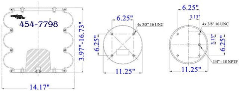 Dayton Parts 454-7798 Air Spring - Tripple Convoluted