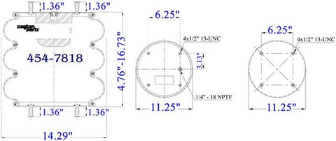 Dayton Parts 454-7818 Air Spring - Tripple Convoluted
