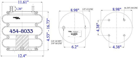 Dayton Parts 454-8033 Air Spring - Tripple Convoluted