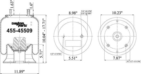 Dayton Parts 455-45509 Air Spring - Rolling Lobe