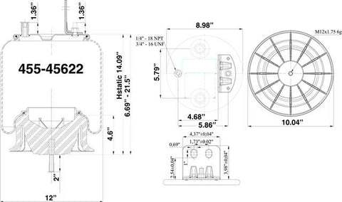 Dayton Parts 455-45622 Air Spring - Rolling Lobe