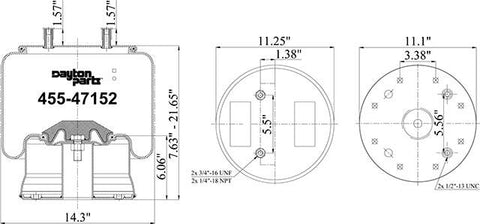 Dayton Parts 455-47152 Air Spring - Rolling Lobe