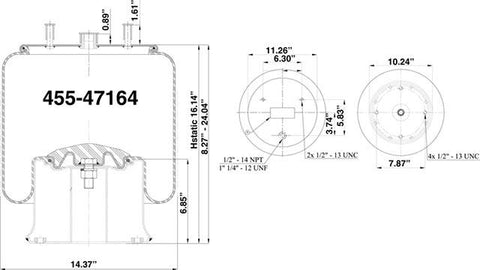 Dayton Parts 455-47164 Air Spring - Rolling Lobe