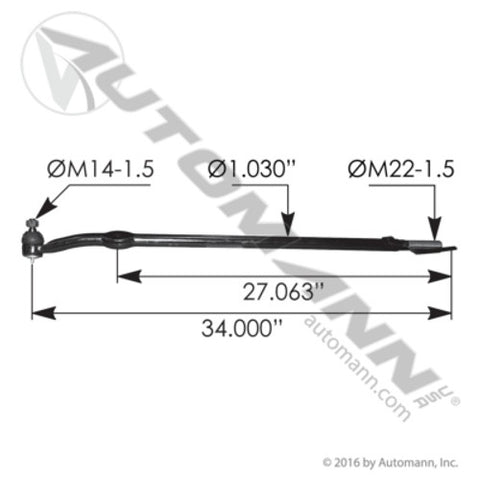 Automann 463.DS1138 Drag Link 34.000in C to C Ford