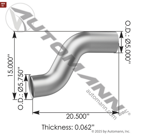Automann 562.U4621016008A Exhaust Pipe 04-21016-008