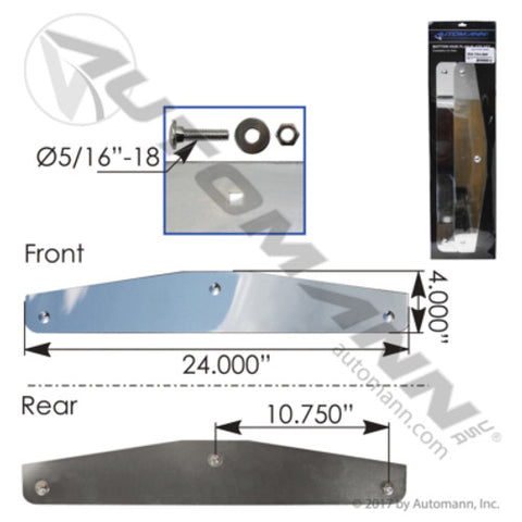 Automann 562.704-2BP Mud Flap Bottom Plate Set 24in Chrm Bolt