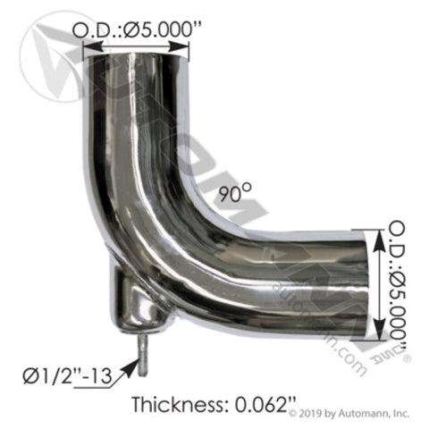 Automann 562.U4617476C Exhaust Elbow Chrome Freightliner